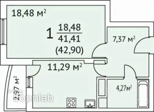 1-к кв. Владимирская область, Владимир ул. Нижняя Дуброва, 11А (43.3 ... - Фото 1