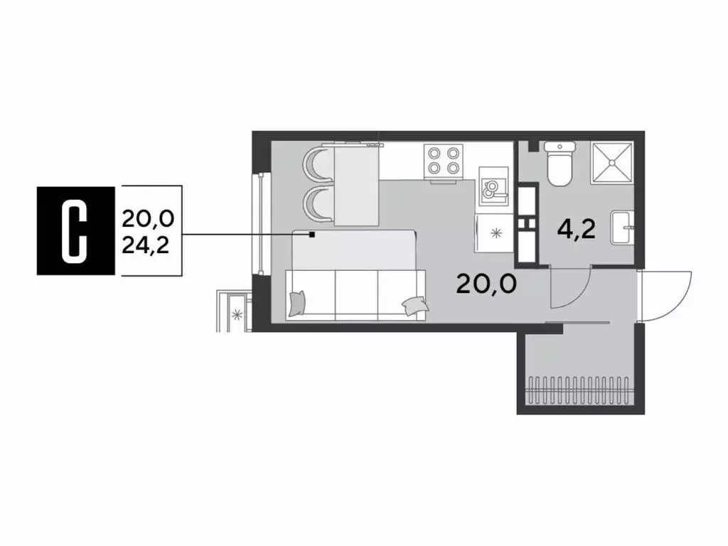 Квартира-студия: Краснодар, микрорайон Парк Победы (24.2 м) - Фото 1