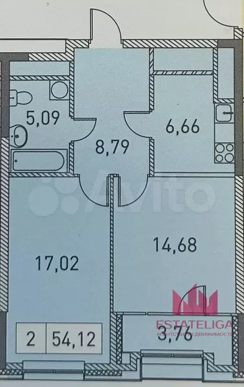 2-к. квартира, 54,1 м, 24/31 эт. - Фото 0