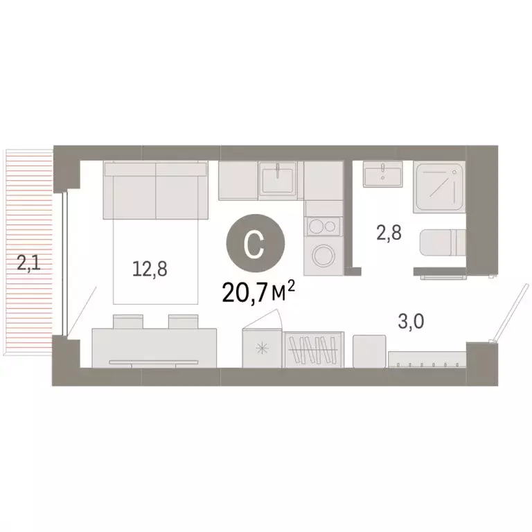 Квартира-студия: Новосибирск, квартал Лебедевский, 1/3 (20.7 м) - Фото 2