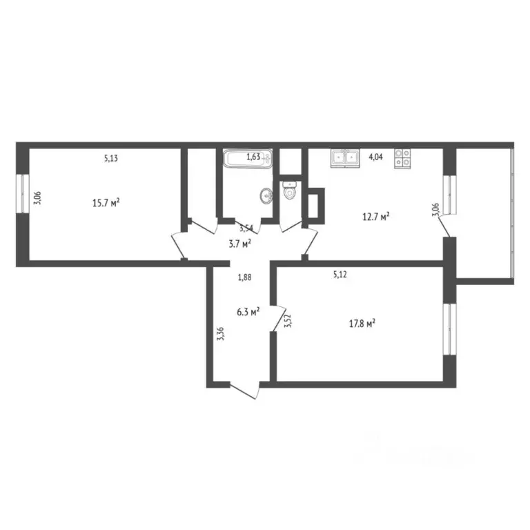 2-к кв. Тюменская область, Тюмень Харьковская ул., 27 (62.0 м) - Фото 2