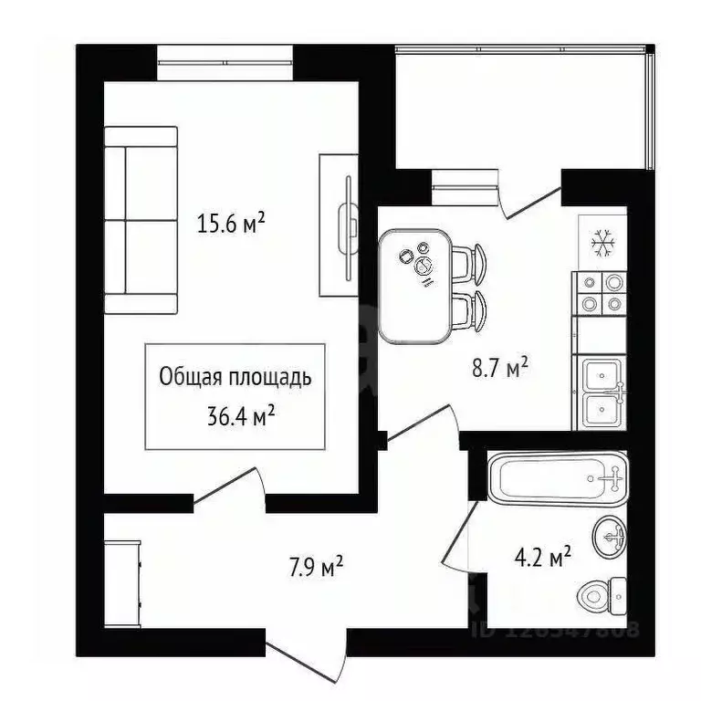 1-к кв. Новосибирская область, Бердск ул. Белокаменная, 73 (36.4 м) - Фото 2
