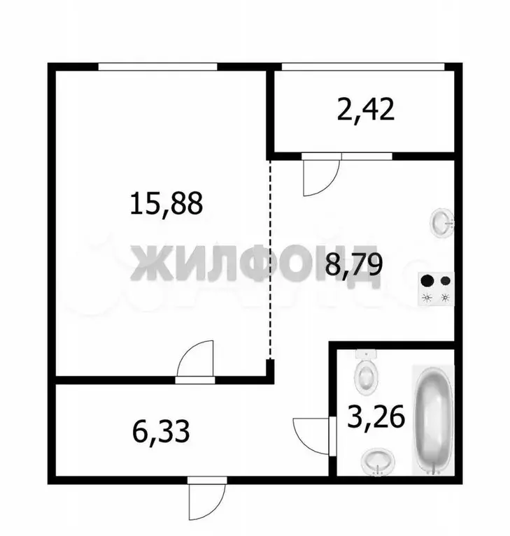 Квартира-студия, 34,4 м, 8/9 эт. - Фото 0