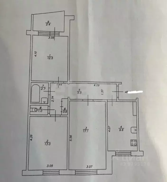 3-к кв. Татарстан, Казань ул. Четаева, 11 (65.3 м) - Фото 1