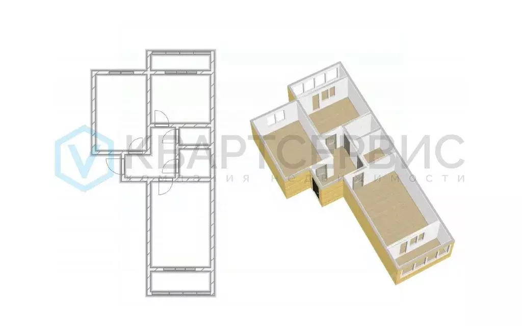 2-к кв. Омская область, Омск ул. Завертяева, 9к18 (55.1 м) - Фото 2