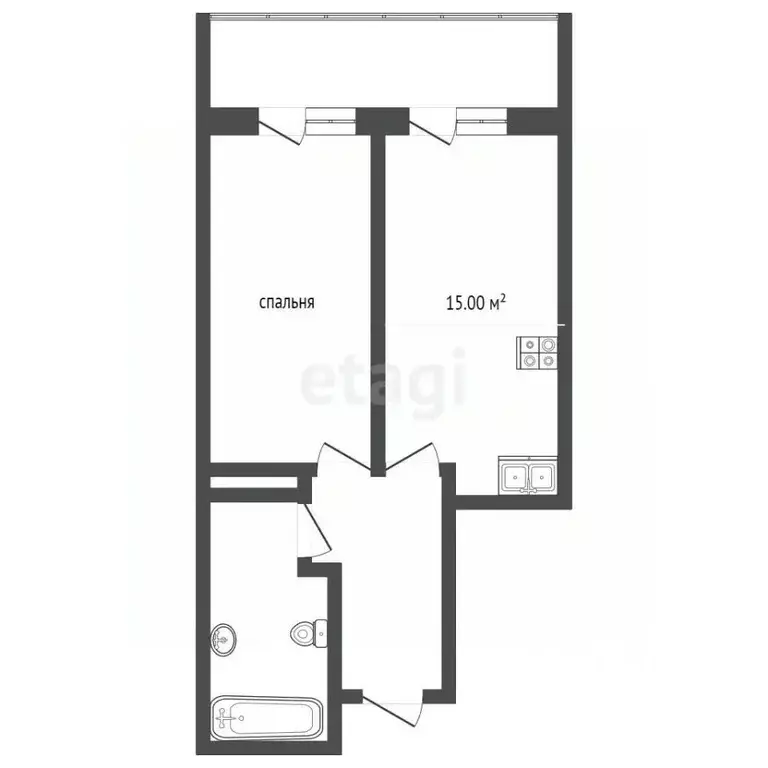 1-к кв. Ханты-Мансийский АО, Сургут тракт Тюменский, 19 (42.9 м) - Фото 1