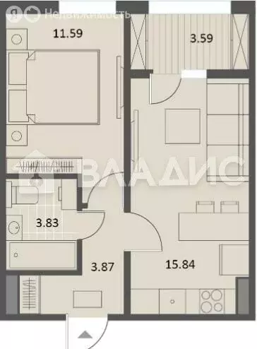 1-комнатная квартира: Воронеж, Краснознамённая улица, 72 (36.93 м) - Фото 1