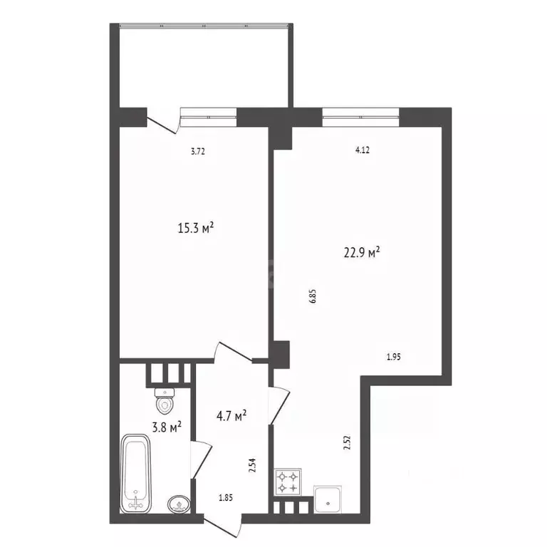 2-к кв. Красноярский край, Красноярск наб. Ярыгинская, 7 (47.0 м) - Фото 1