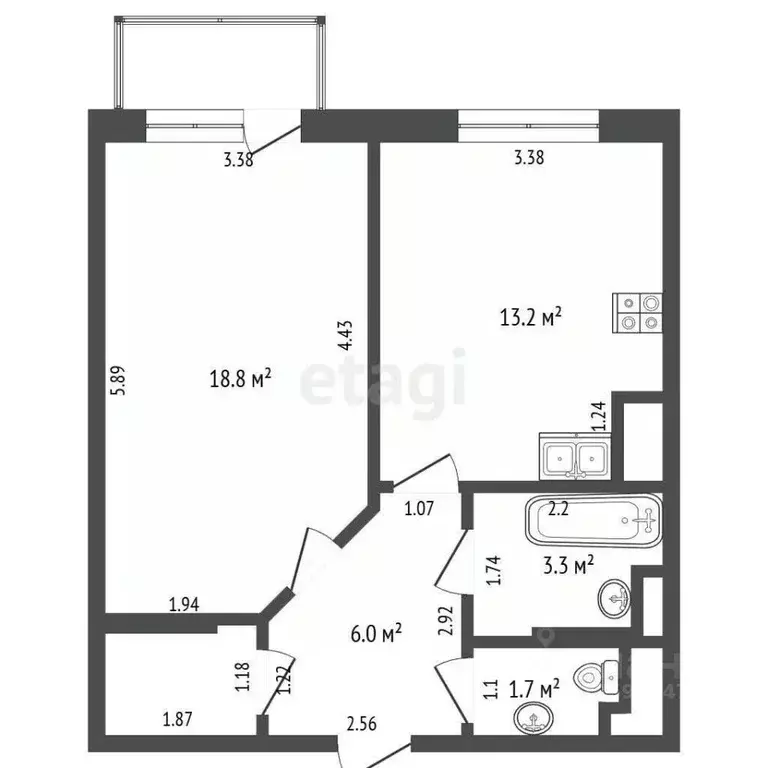 1-к кв. Крым, Симферополь ул. Фрунзе (45.1 м) - Фото 2