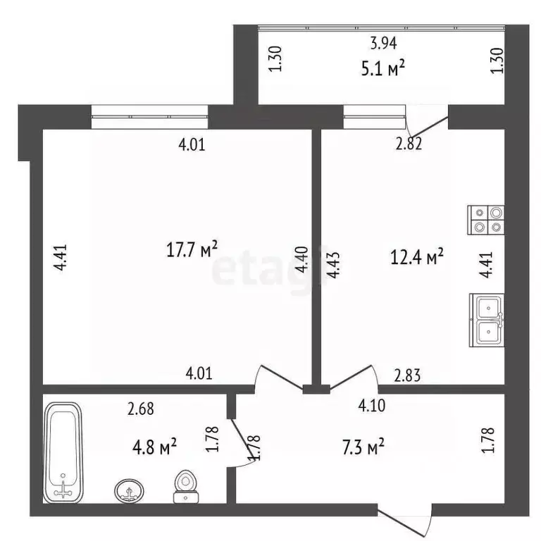 1-к кв. Чувашия, Чебоксары ул. Стартовая, 10 (42.2 м) - Фото 2