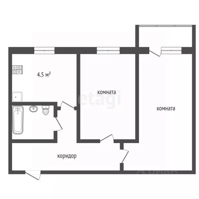 2-к кв. Московская область, Дзержинский ул. Ленина, 25 (43.3 м) - Фото 1