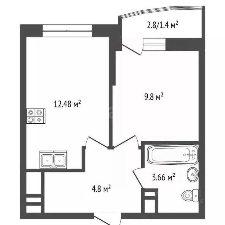 1-к кв. Краснодарский край, Краснодар Имени Петра Метальникова мкр, ... - Фото 2