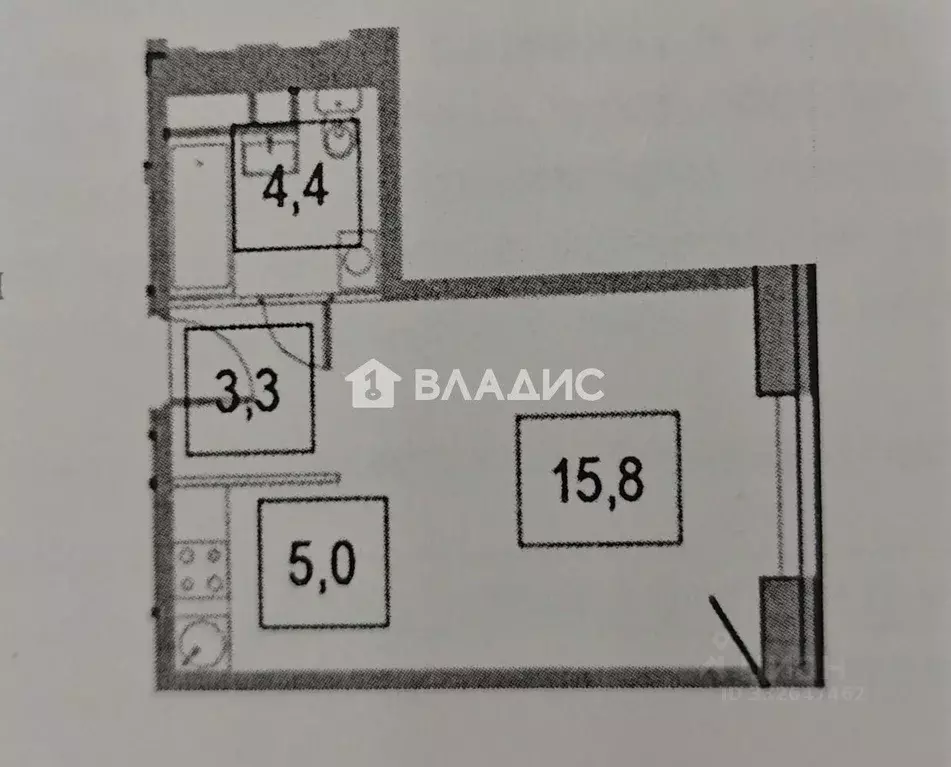 Студия Москва ул. Наметкина, 10Д (28.8 м) - Фото 2