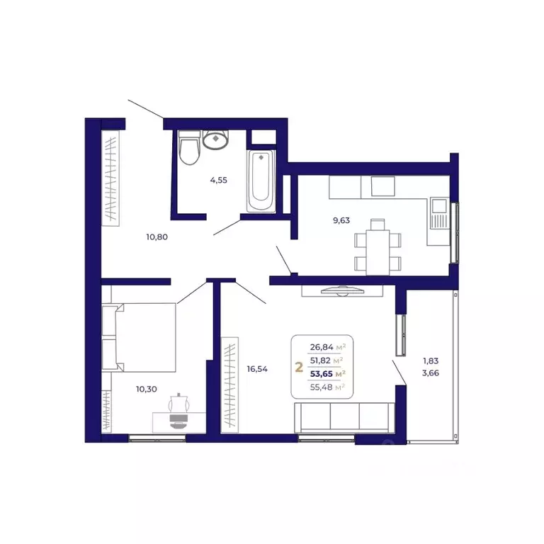 2-к кв. Башкортостан, Уфа Затон-Восточный жилрайон, Паруса жилой ... - Фото 1