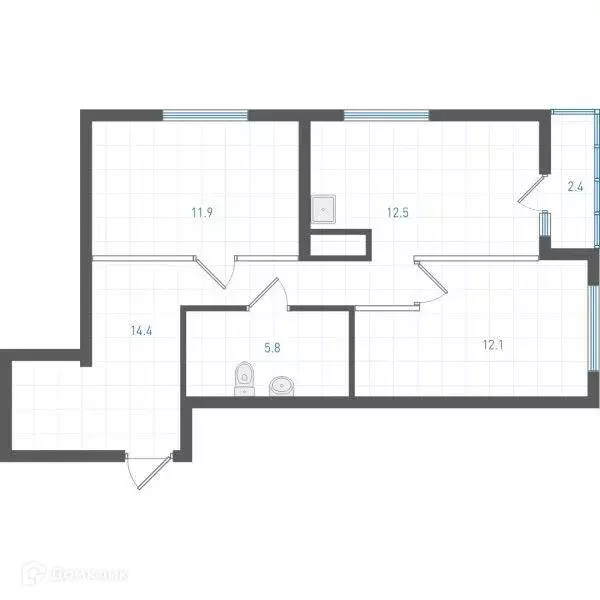 Продаётся 2-к квартира, 58 м - Фото 1