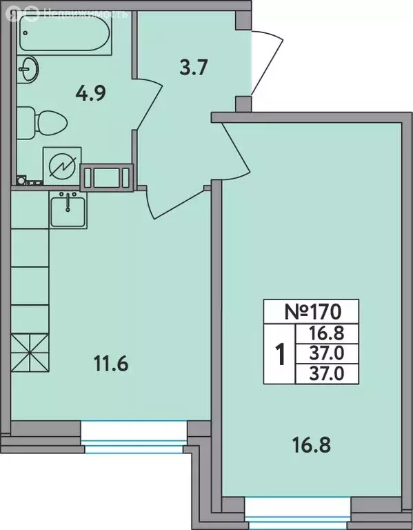 1-комнатная квартира: Новое Девяткино, Главная улица, 2 (37 м) - Фото 1