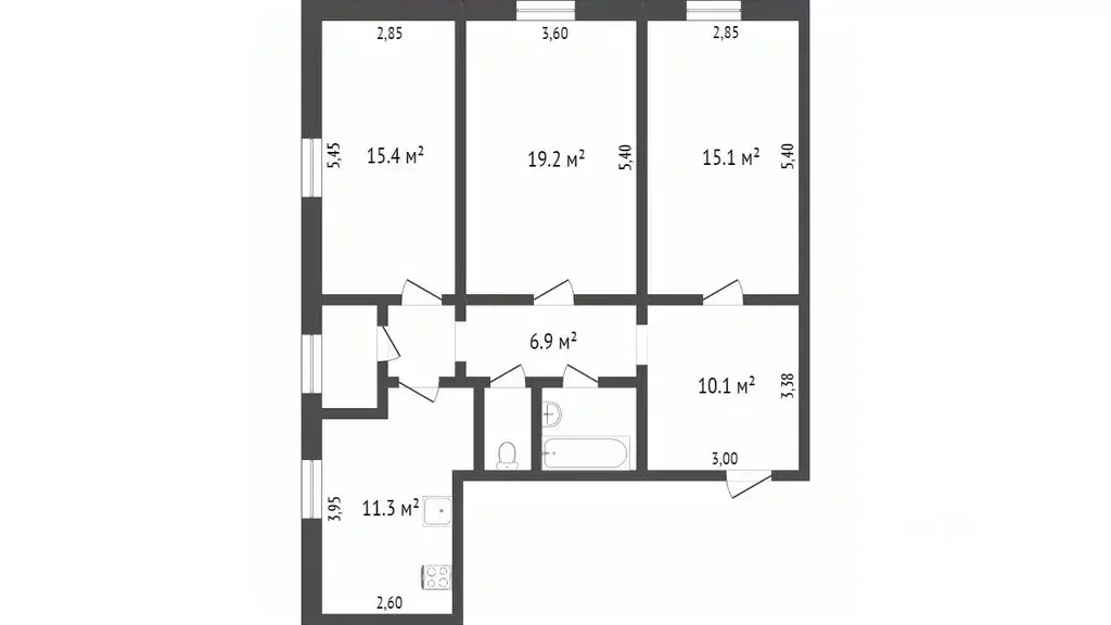 3-к кв. Вологодская область, Вологда Пролетарская ул., 73 (89.5 м) - Фото 1