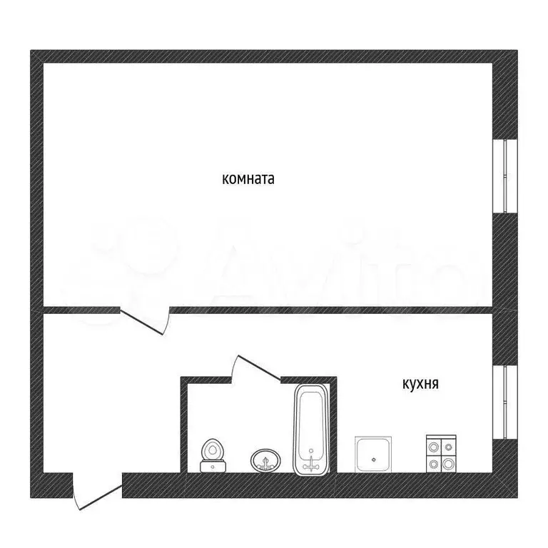 1-к. квартира, 30,5 м, 5/5 эт. - Фото 0