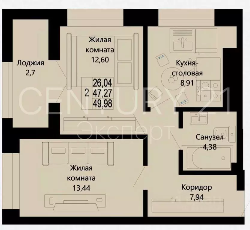 2-к кв. Калининградская область, Калининград ул. Героя России Виталия ... - Фото 2