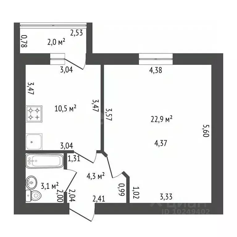 1-к кв. Башкортостан, Уфа ул. Булата Имашева, 12 (40.8 м) - Фото 2
