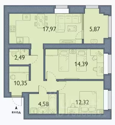 2-к кв. Брянская область, Брянский район, пос. Мичуринский, ... - Фото 1