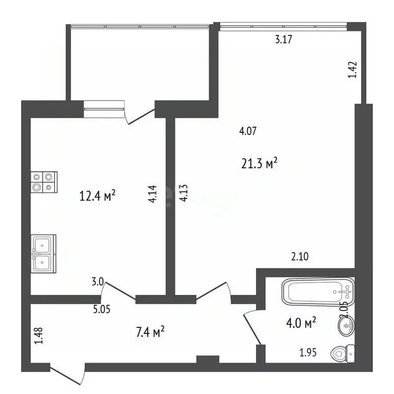 1-к кв. Севастополь ул. Челюскинцев, 57/2 (45.1 м) - Фото 2
