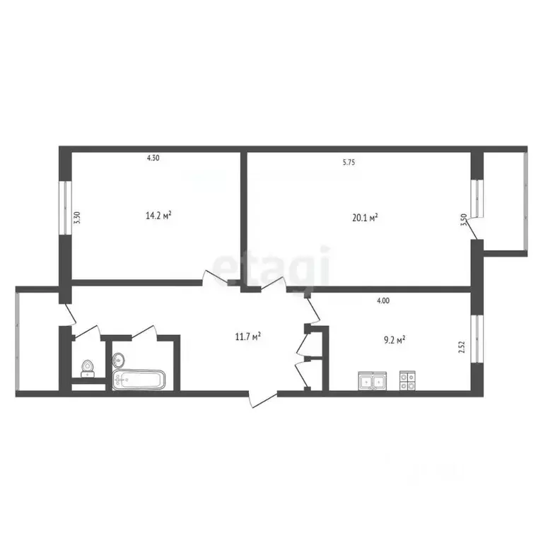 2-к кв. Астраханская область, Астрахань ул. Адмирала Нахимова, 95 ... - Фото 2