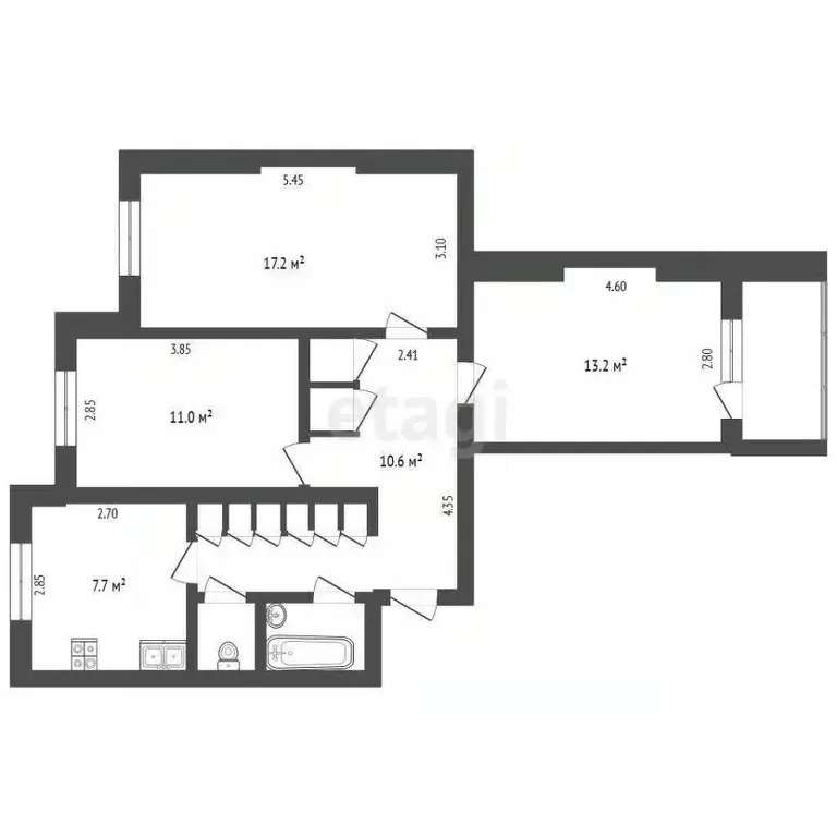 3-к кв. Ямало-Ненецкий АО, Новый Уренгой Дружба мкр, 2/9 (65.4 м) - Фото 2