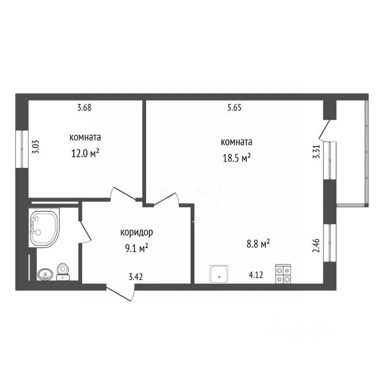 2-к кв. Ханты-Мансийский АО, Сургут Магистральная ул., 22А (54.0 м) - Фото 2