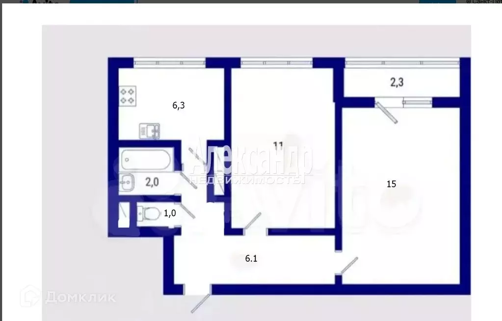 Продаётся 2-к квартира, 43.7 м - Фото 1