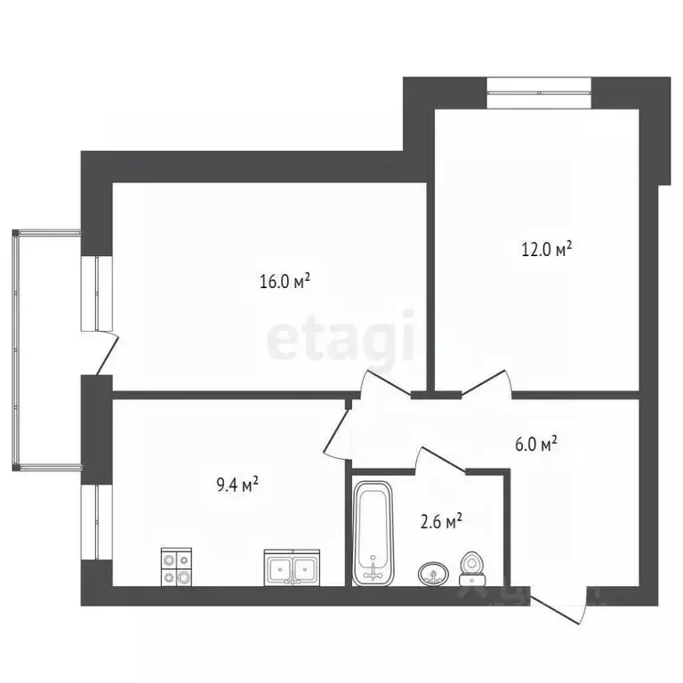 2-к кв. Вологодская область, Вологда Фрязиновская ул., 25В (46.7 м) - Фото 1