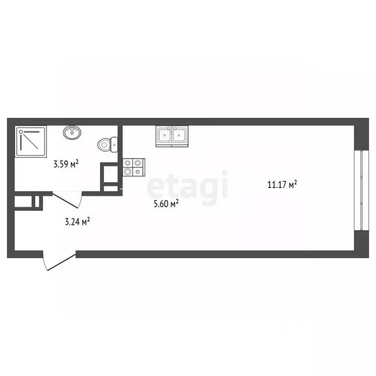 Студия Тюменская область, Тюмень ул. Первооткрывателей, 8 (20.0 м) - Фото 2