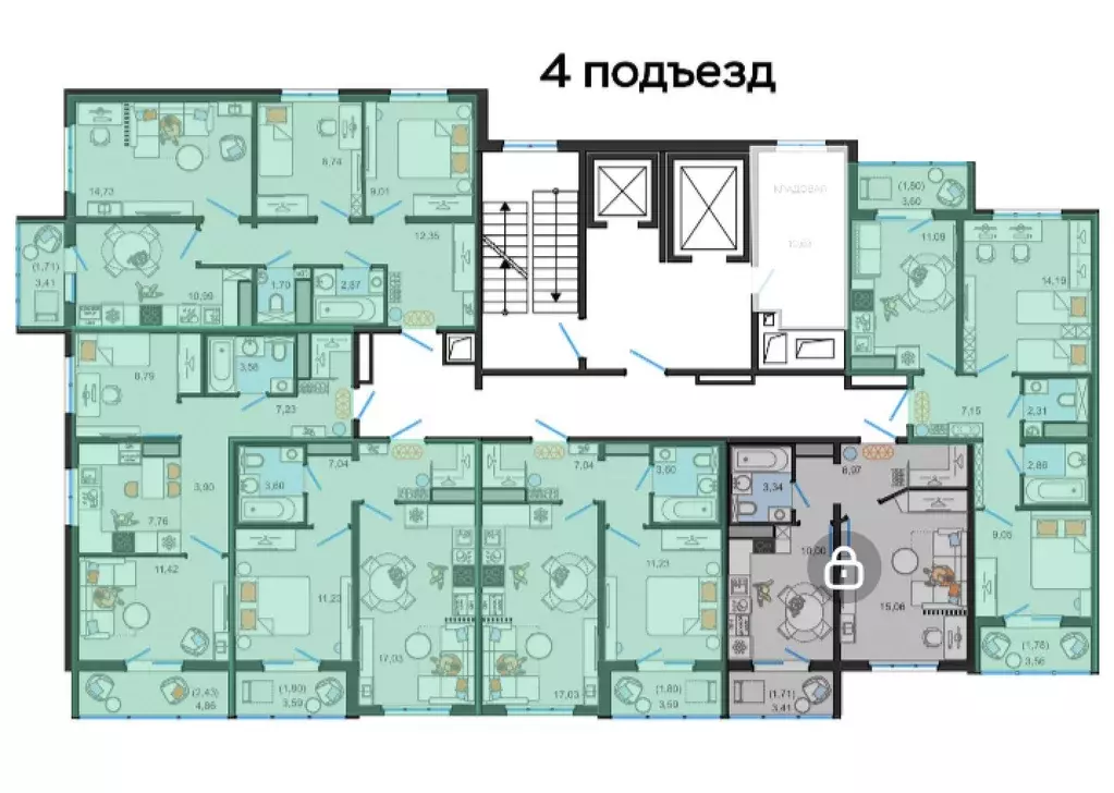 2-к кв. Ульяновская область, Ульяновск ЭкоСити жилой комплекс, 11 ... - Фото 2