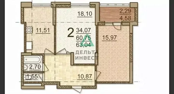 2-к кв. Башкортостан, Уфа ул. Энтузиастов, 12 (63.0 м) - Фото 2