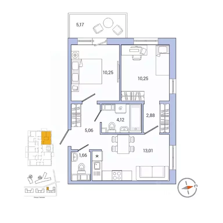 2-к кв. Ленинградская область, Гатчина ул. Чехова, 39к2 (49.3 м) - Фото 1