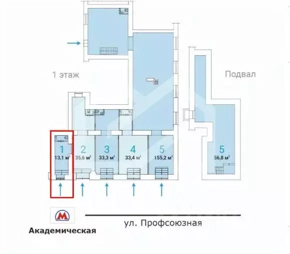 Торговая площадь в Москва Профсоюзная ул., 5/9 (13 м) - Фото 2