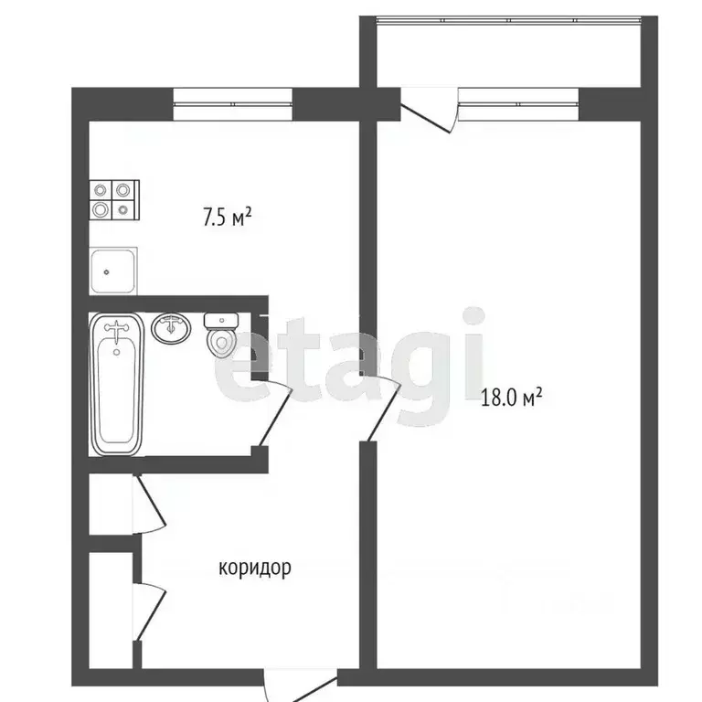 1-к кв. Кемеровская область, Юрга просп. Победы, 5 (30.2 м) - Фото 2