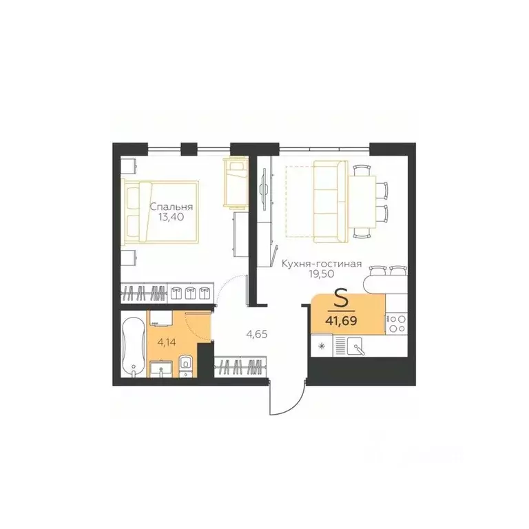 1-к кв. Тульская область, Тула городской округ, пос. Молодежный 10А ... - Фото 1