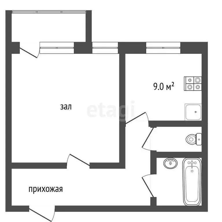 1-комнатная квартира: Белгород, Октябрьская улица, 46А (43 м) - Фото 0