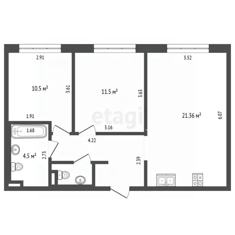 3-к кв. Московская область, Котельники Парковый мкр, 1к2 (56.1 м) - Фото 1
