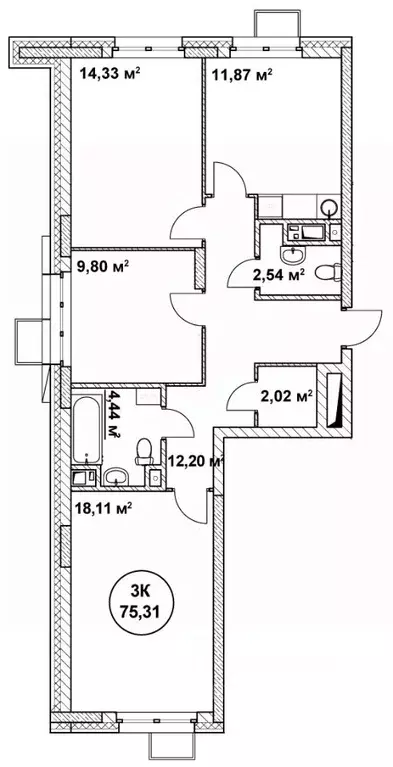 3-к кв. Нижегородская область, Нижний Новгород ул. Родионова (75.31 м) - Фото 0