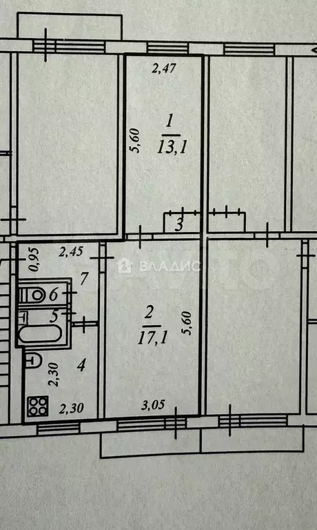 2-к. квартира, 43,2 м, 5/5 эт. - Фото 0