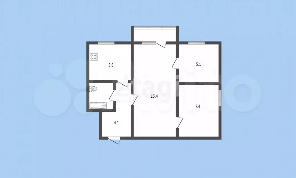 2-к. квартира, 40 м, 4/5 эт. - Фото 0