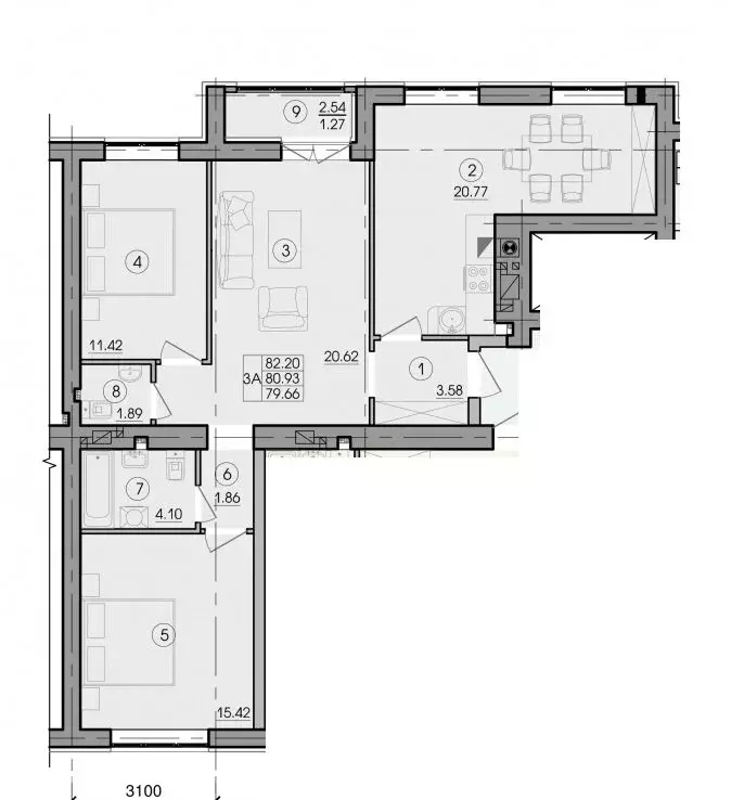 3-комнатная квартира: Гурьевск, Каштановая улица, 3 (80.93 м) - Фото 1