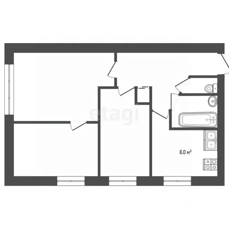 3-к кв. Татарстан, Заинск ул. Ленина, 1Б (51.0 м) - Фото 1