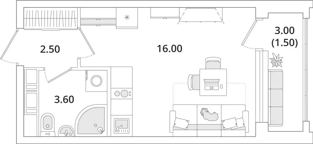 Студия Санкт-Петербург Планерная ул., 99 (23.7 м) - Фото 0