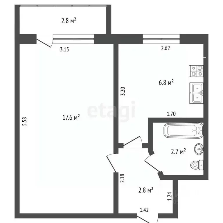 1-к кв. Крым, Судак ул. Гагарина, 6 (29.9 м) - Фото 2
