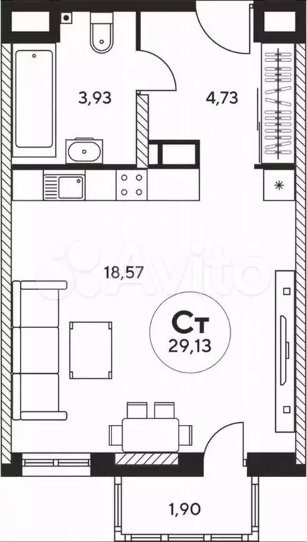 1-к. квартира, 30 м, 18/21 эт. - Фото 0