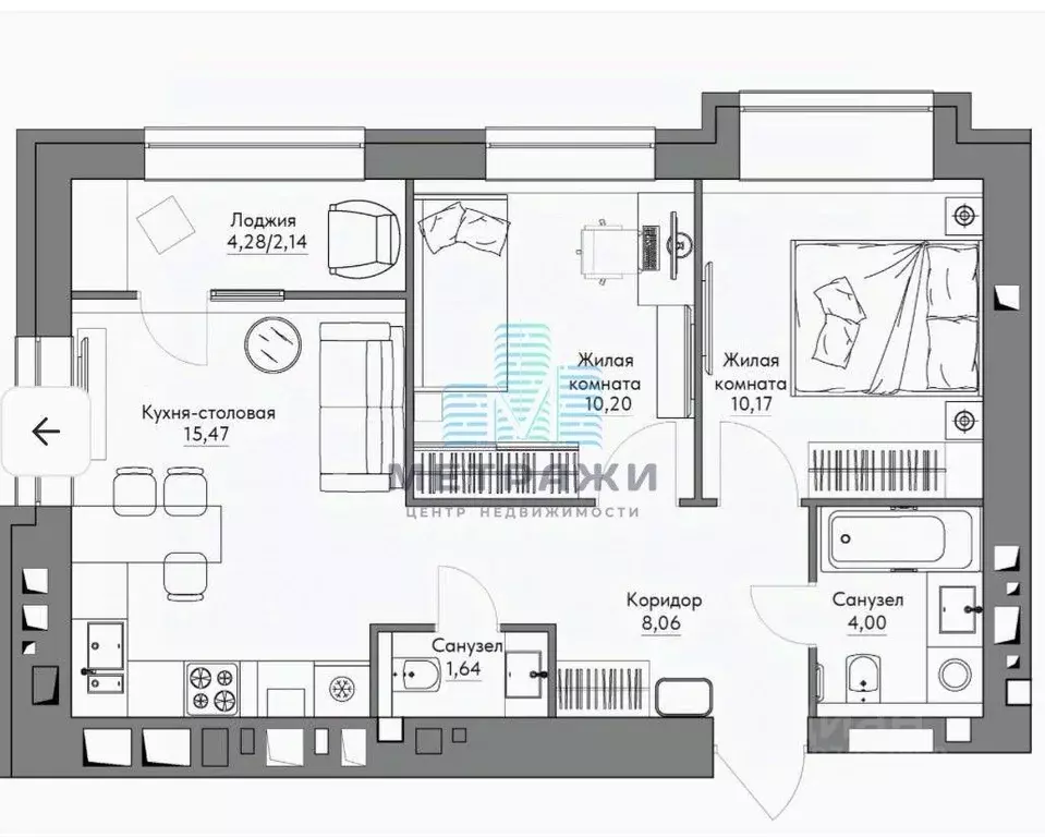2-к кв. Калужская область, Калуга ул. Счастливая, 11Б (53.8 м) - Фото 2