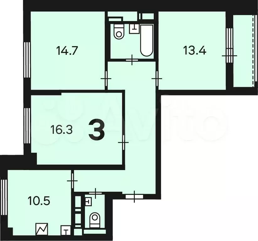 Аукцион: 3-к. квартира, 75,4 м, 9/16 эт. - Фото 1